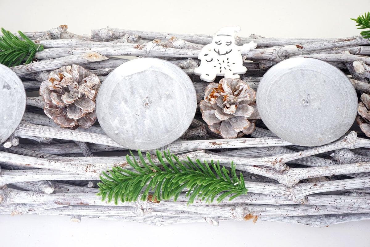 ADVENTSKRANZ LÄNGLICH HOLZ OHNE KERZEN Weiß - Weiß, Holz (9cm) - MCW