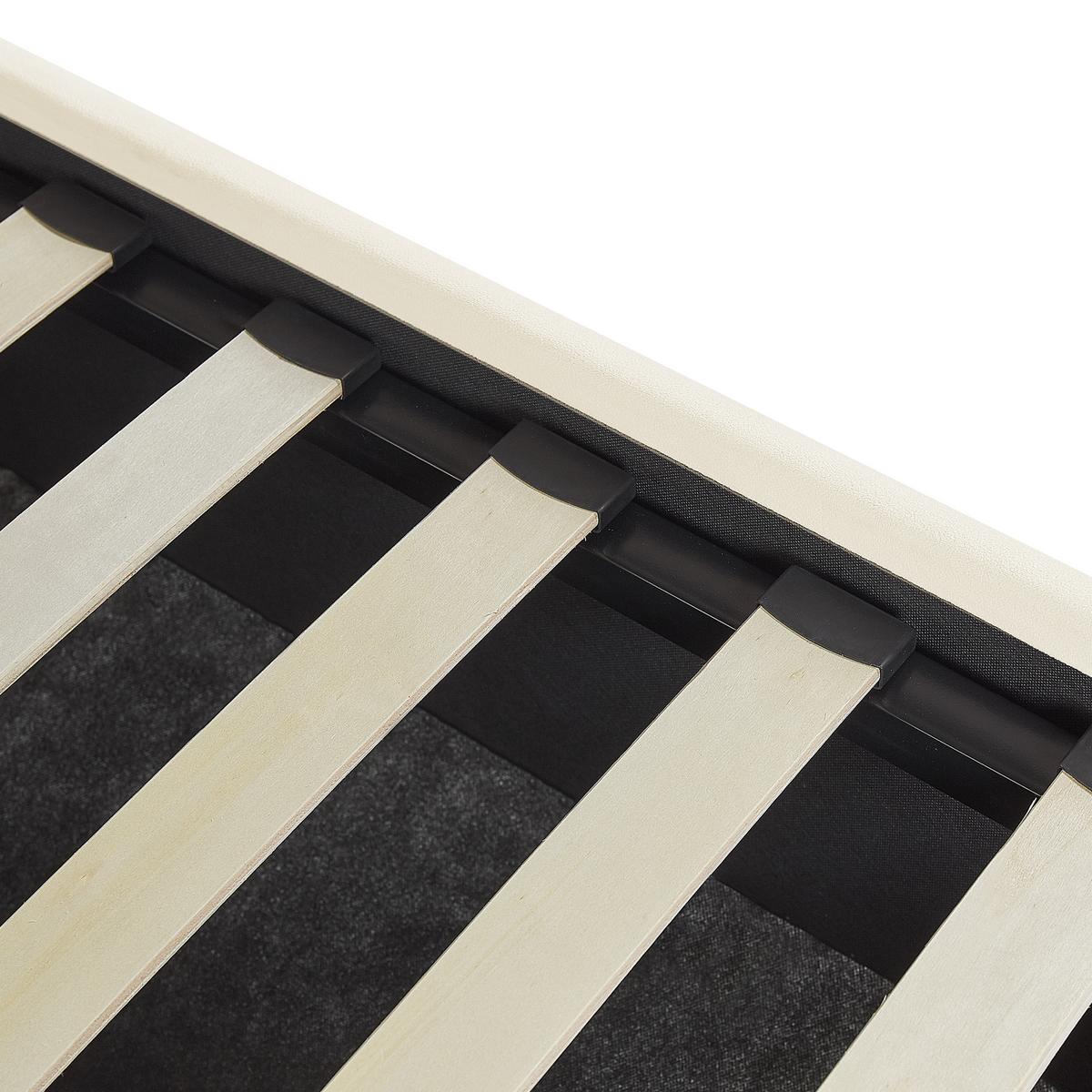 BETT mit Lattenrost 140/200 cm Samtstoff Cremeweiß Vincennes - Creme, Textil (140/200cm) - Beliani