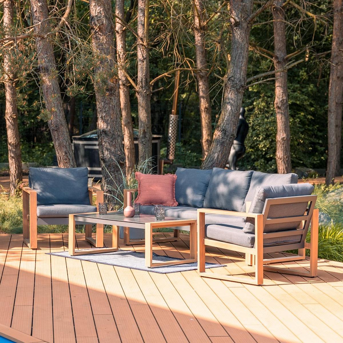 GARTENLOUNGE-SET DUISBURG - Anthrazit/Braun, Holzwerkstoff - RAUMHIRSCH FURNITURE