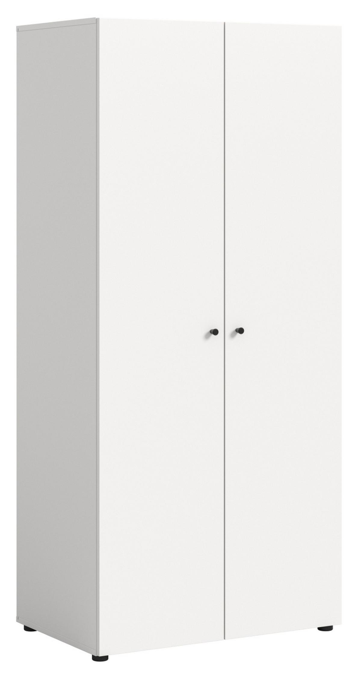 KLEIDERSCHRANK weiß 2-türig 80 cm, Drehtürenschrank mit Kleiderstange - Schwarz/Weiß, Holzwerkstoff/Kunststoff (80/176/51cm) - Inn.Furn