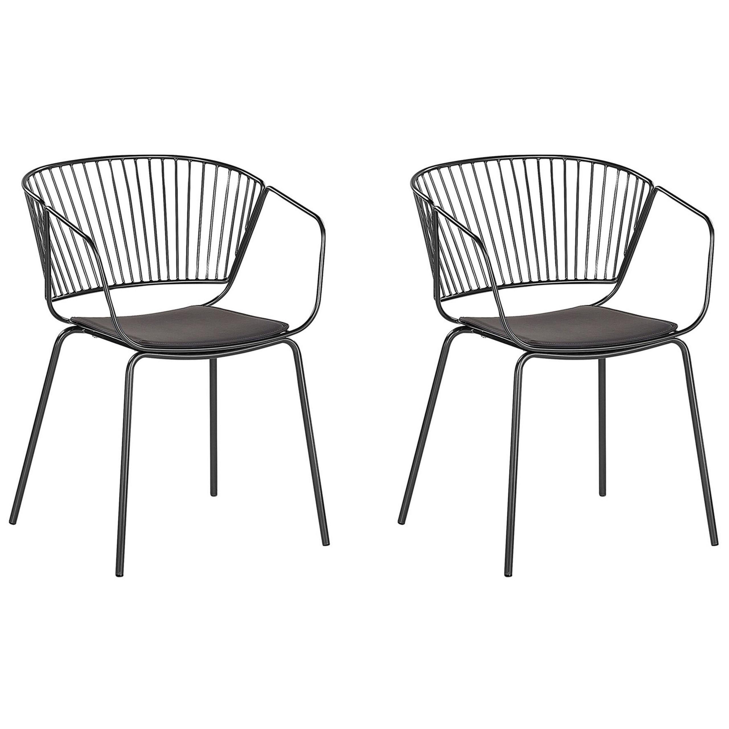 METALLSTUHL 2er-Set Schwarz Rigby - Schwarz, Textil/Metall (54/77/49cm) - Beliani