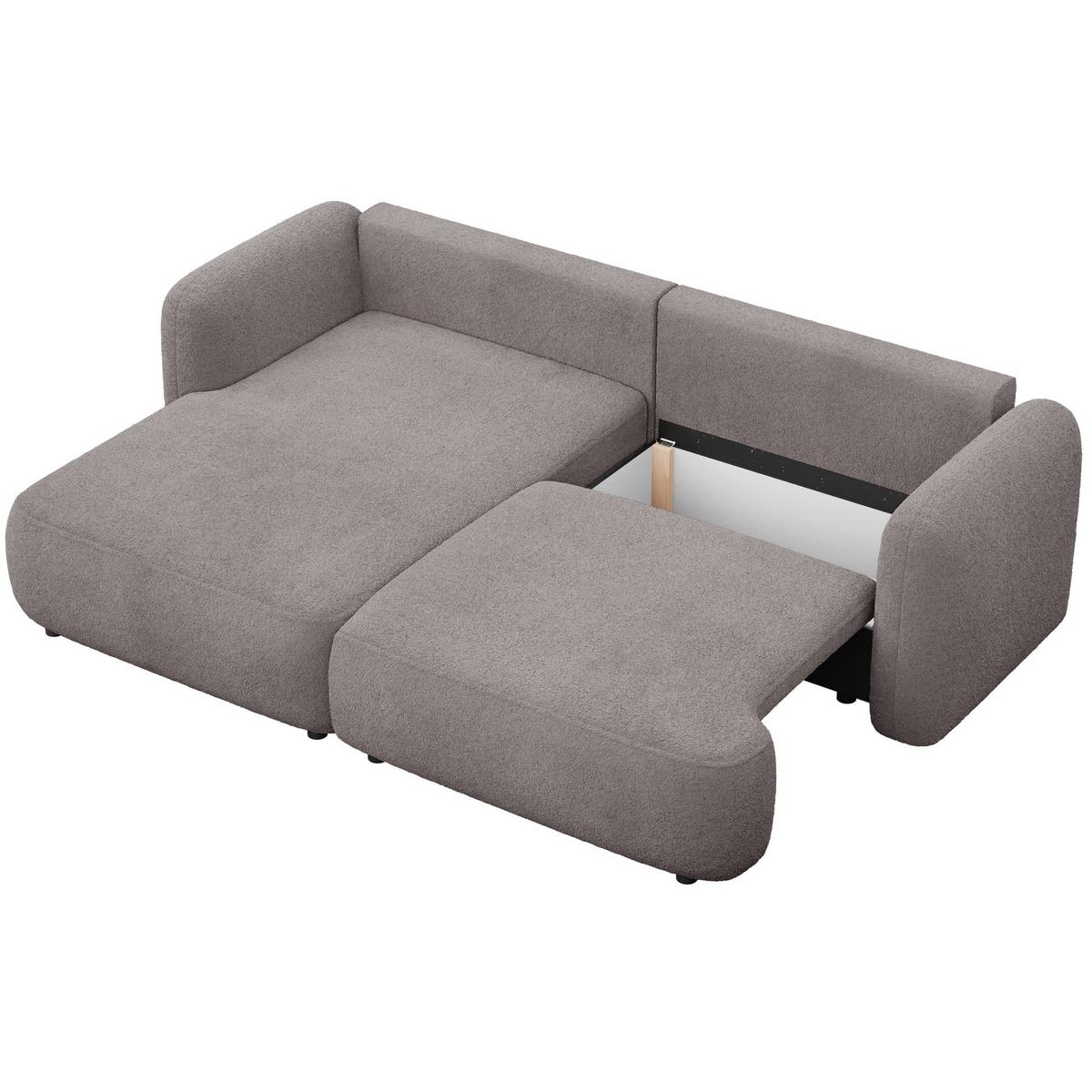 ECKSOFA Tvoya Graubraun Bouclé - Graubraun/Schwarz, Kunststoff/Textil (267/175cm) - Selsey
