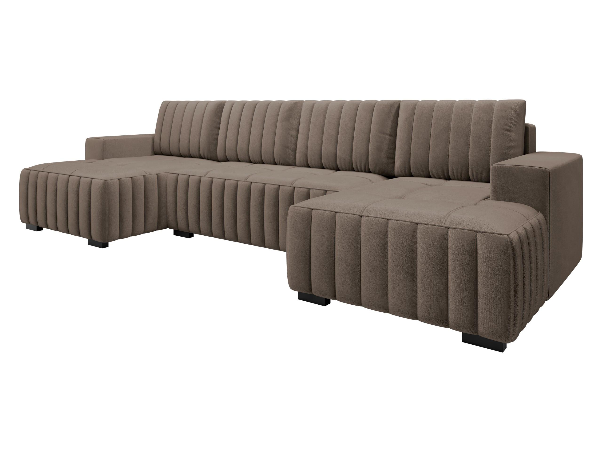 WOHNLANDSCHAFT Hugo U - Braun, Holz/Textil (310/85/140cm) - MIRJAN24