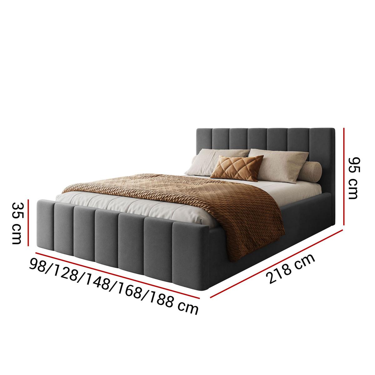 POLSTERBETT ELISE 140x200 cm Jasmine 96, Kopfteil 95 cm, 34 Holzlatten - Grau, Textil (140/200cm) - Lookway