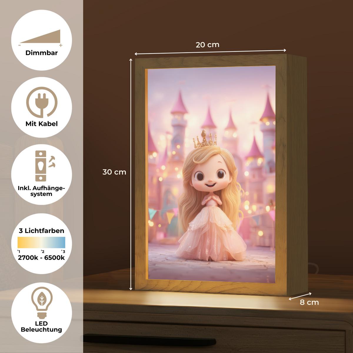 NACHTTISCHLAMPE Prinzessin - Rosa - Schloss 20x30 cm - Rosa, Holzwerkstoff (8/20/30cm) - OnlyWow