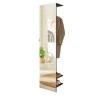 KOMPAKTGARDEROBE grau matt 50 cm, Garderobe mit Spiegel - Silberfarben/Grau, Glas/Holzwerkstoff (50/200/30cm) - Furn.Design