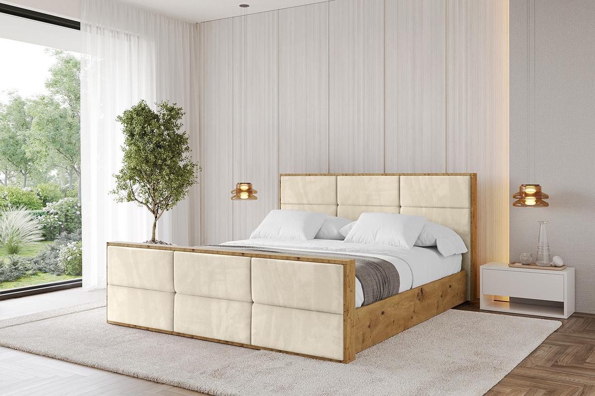 POLSTERBETT mit Bettkasten, Fußteil und Lattenrost, Boxbett ohne Matratze - ENZO1-Z 180x200 Beige - Ecru, Holzwerkstoff/Textil (180/200cm) - ALTDECOR
