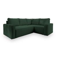 ECKSOFA ESTANO R-S Grün Kordstoff mit Schlaffunktion - Grün, Holz (230/158cm) - MASSENO
