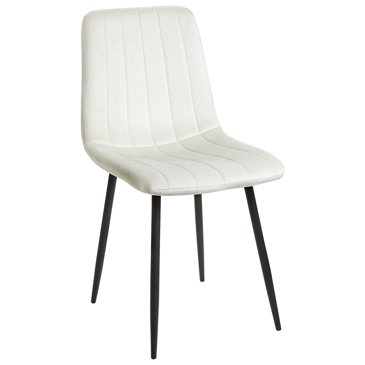 ESSZIMMERSTUHL 4er-Set Samtstoff Cremeweiß Kalispell - Schwarz/Weiß, Textil (45/88/62cm) - Beliani