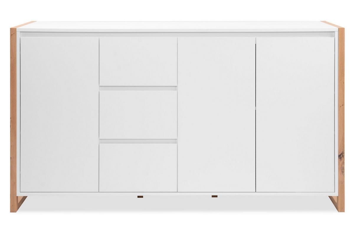 SIDEBOARD weiß, Eiche Artisan 160 x 88 cm, Kommode mit viel Stauraum - Weiß/Eiche Artisan, Holzwerkstoff (160/88/40cm) - Furn.Design