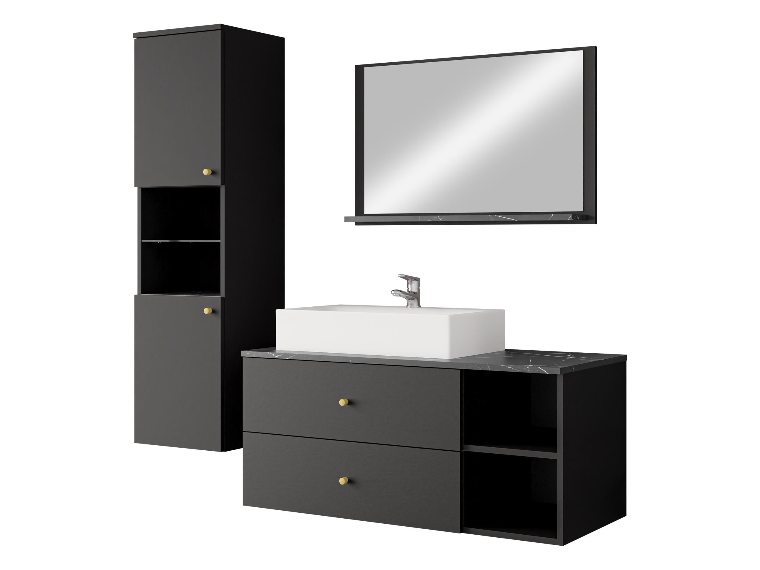 BADMÖBEL-SET Kertos II - Goldfarben/Schwarz, Holzwerkstoff/Metall (100/57/45cm) - MIRJAN24