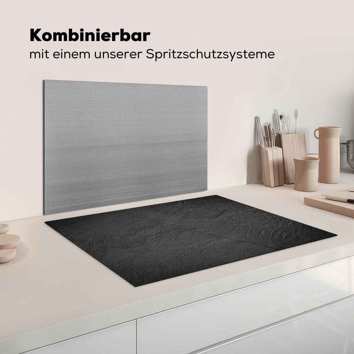 HERDABDECKPLATTE Beton - Schwarz - Industriell Herdabdeckung Induktionsfeld 75x52 cm - Anthrazit, Kunststoff (75/52/0.2cm) - MuchoWow