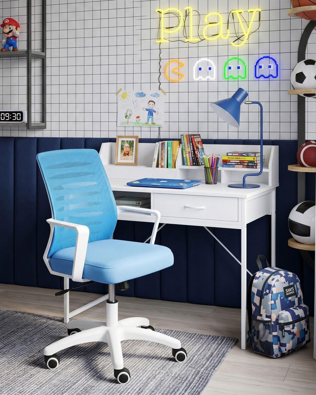 BÜROSTUHL Blau Radiant - Blau, Textil (58/88/58cm) - Beliani