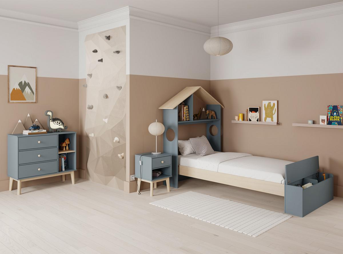 KINDERBETT Odessa Grün 216.5/128.5/153 cm - Grün, Holz (90/190cm) - Calicosy