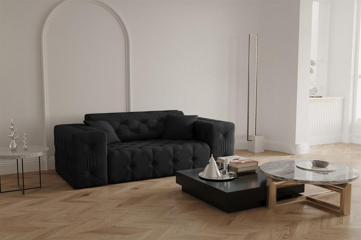 SOFASET Chantal - Schwarz, Holzwerkstoff/Textil (251/78/96cm) - Fun Möbel