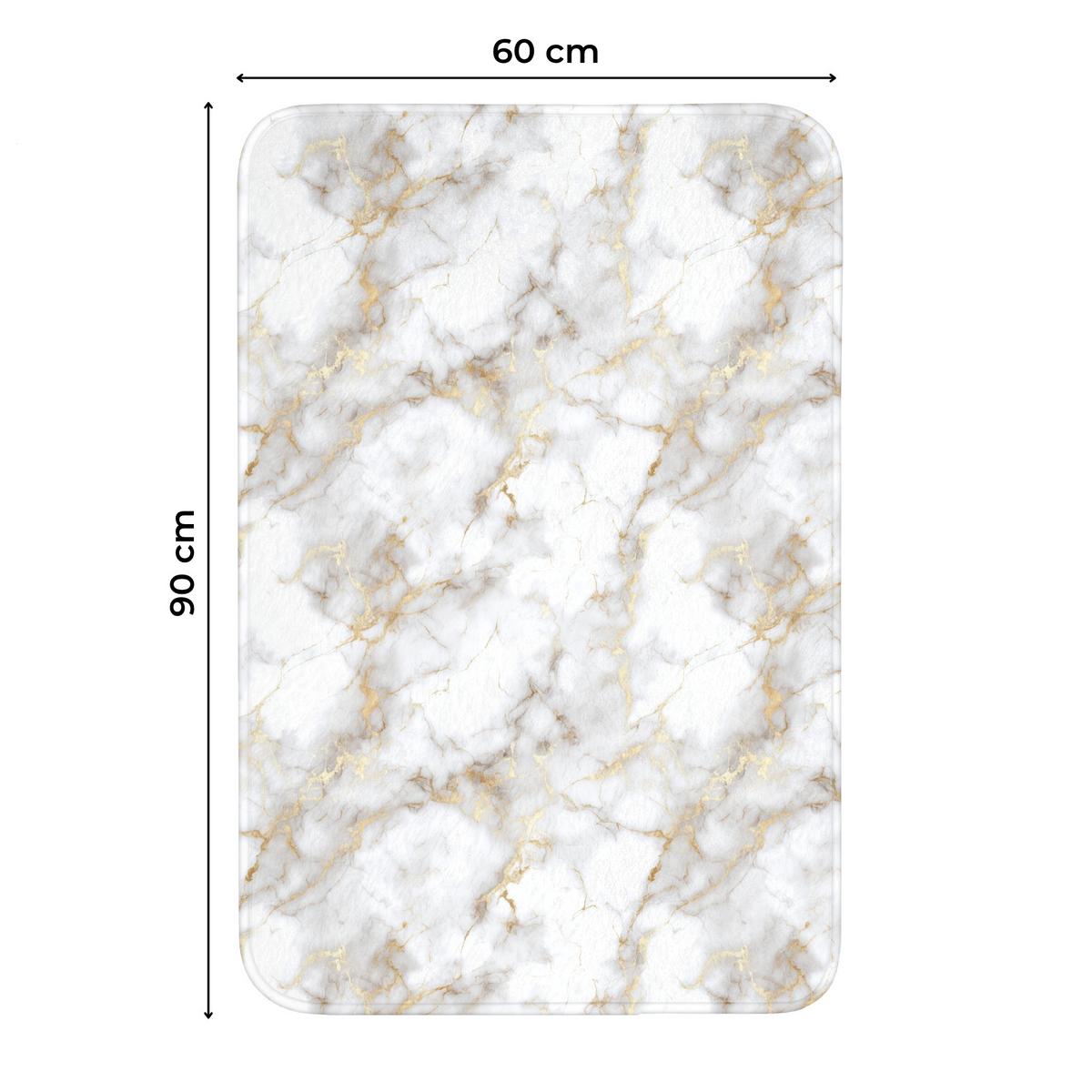 WC-VORLEGER Goldene Adern - Marmor - Weiß Toilettenvorleger 60x90 cm - Weiß, Textil (60/1cm) - OnlyWow