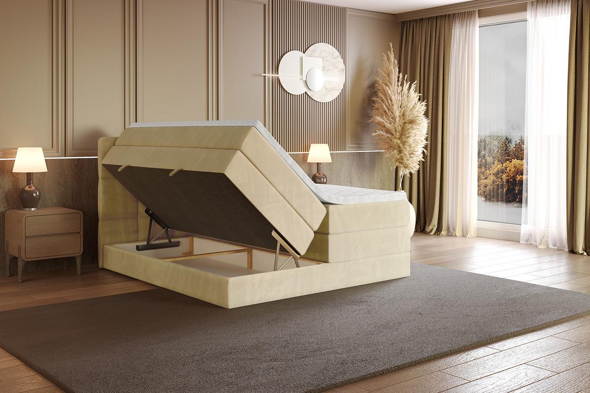 BOXSPRINGBETT mit Matratze H3|H4 und Lattenrost - LIRO KING-200x200 - Beige Monolith - Beige, Holzwerkstoff (200/200cm) - ALTDECOR