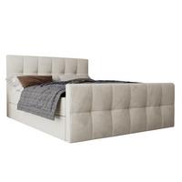 BOXBETT Settlio 160/200 cm in Creme – mit Bettkasten + TOPPER - Creme/Schwarz, Holz/Holzwerkstoff (160/200cm) - AX Living