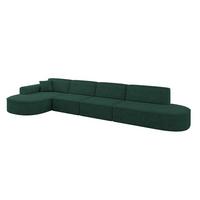 ECKSOFA Ottomane Links MARI-L3 - 413x171x79 cm Grün Velours - Schwarz/Grün, Holzwerkstoff/Kunststoff (413/171cm) - ALTDECOR