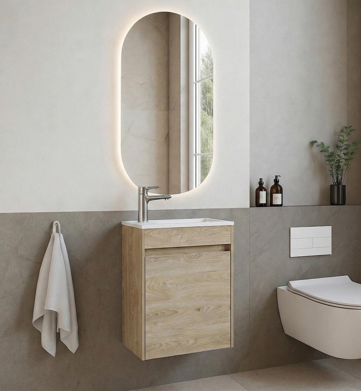 GÄSTE-WC-MÖBELSET Sinta 2 Teile Kastanien Eiche - 40 x 22 x 54 cm - Eichefarben, Holz (40/54/22cm) - Badplaats