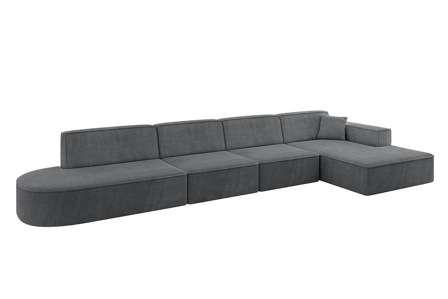 ECKSOFA Ottomane Rechts IREA-L3-v4 - 412x165x77 cm Duneklgrau - Dunkelgrau, Holzwerkstoff/Textil (412/165cm) - ALTDECOR