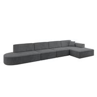 ECKSOFA Ottomane Rechts IREA-L3-v4 - 412x165x77 cm Duneklgrau - Dunkelgrau, Holzwerkstoff/Textil (412/165cm) - ALTDECOR