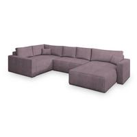 WOHNLANDSCHAFT VELAMI L-S Lila Kordstoff mit Schlaffunktion - Lila, Holz (365/83/194cm) - MASSENO