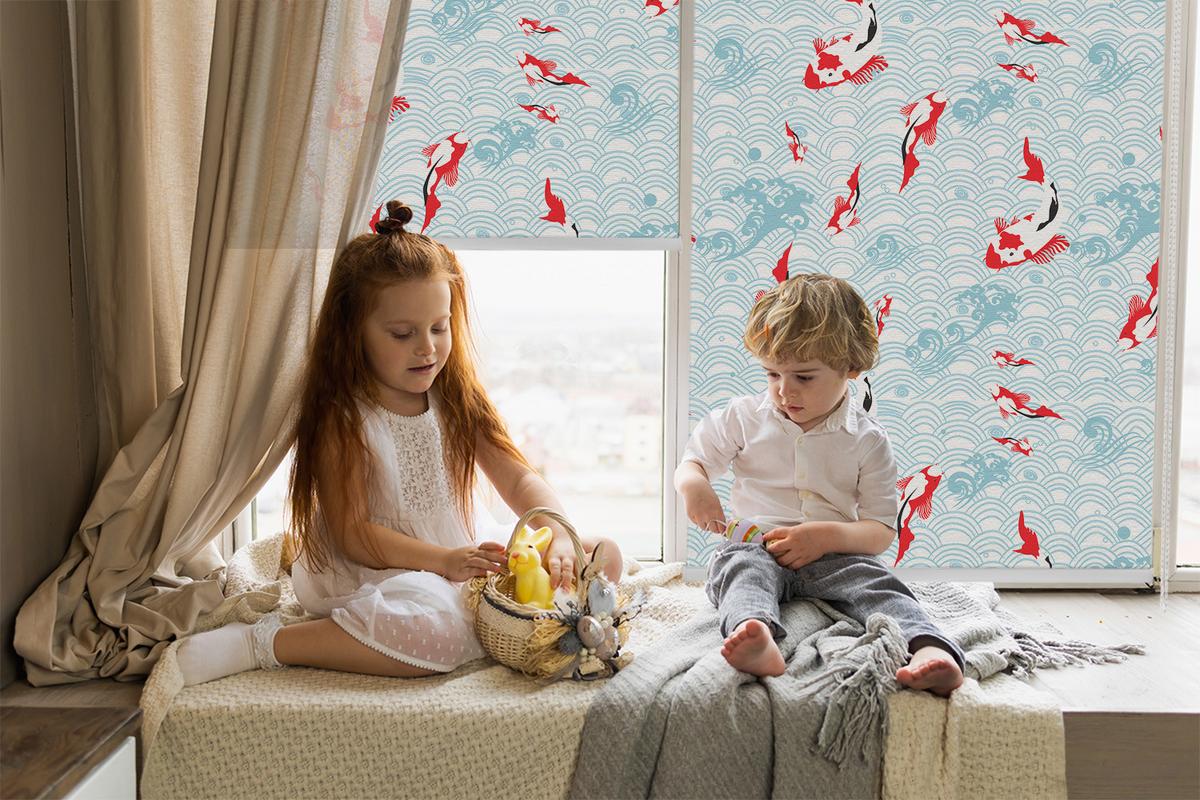 INNENROLLO - Fensterrollo - Rollo - 100x180 cm - Fische im Wasser - Rot, Kunststoff (100/180/0.5cm) - TULUP