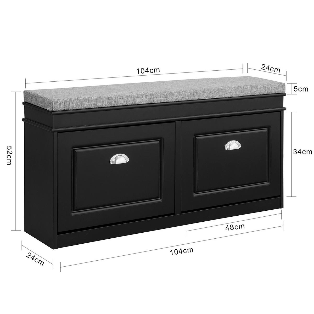 SCHUHBANK Schwarz - Schwarz, Holzwerkstoff (104/52/24cm) - SoBuy