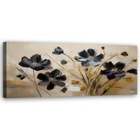 WANDBILD bemalte mohnblumen - Schwarz, Textil (90/30cm) - Feeby