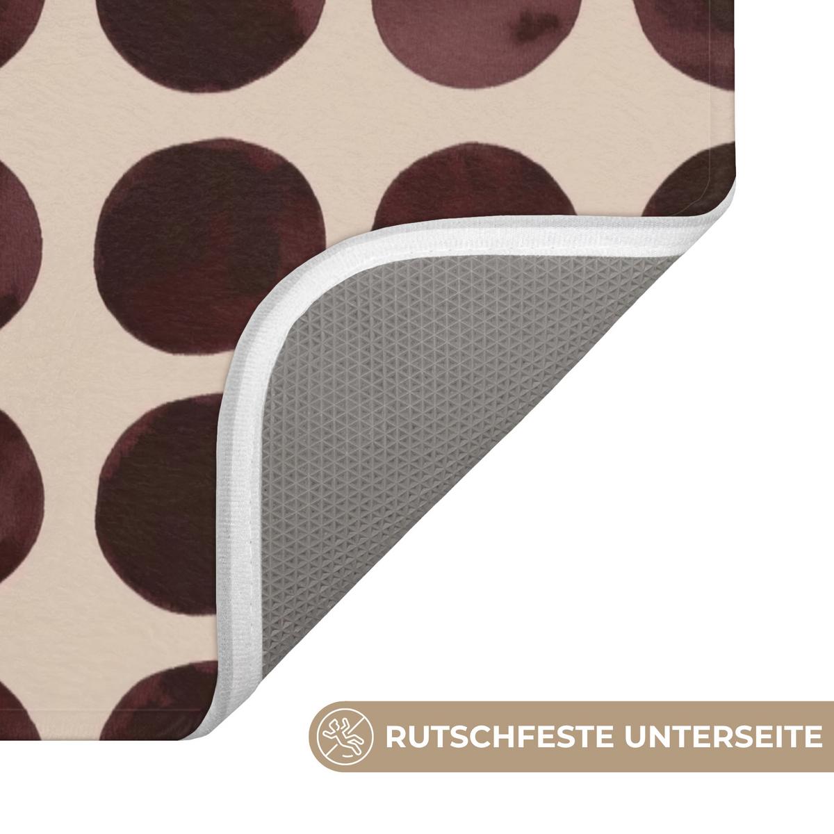 BADEMATTE Polka dots - Muster - Braun 60x120 cm - Bordeaux, Textil (60/120cm) - OnlyWow