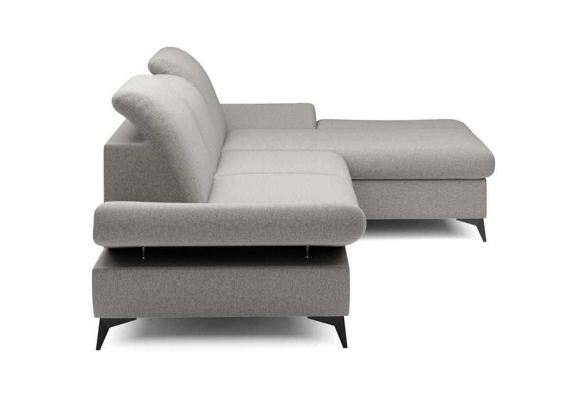 ECKSOFA FELICE R-S Beige Geflochtener Stoff mit Schlaffunktion - Beige, Holz (284/166cm) - MASSENO