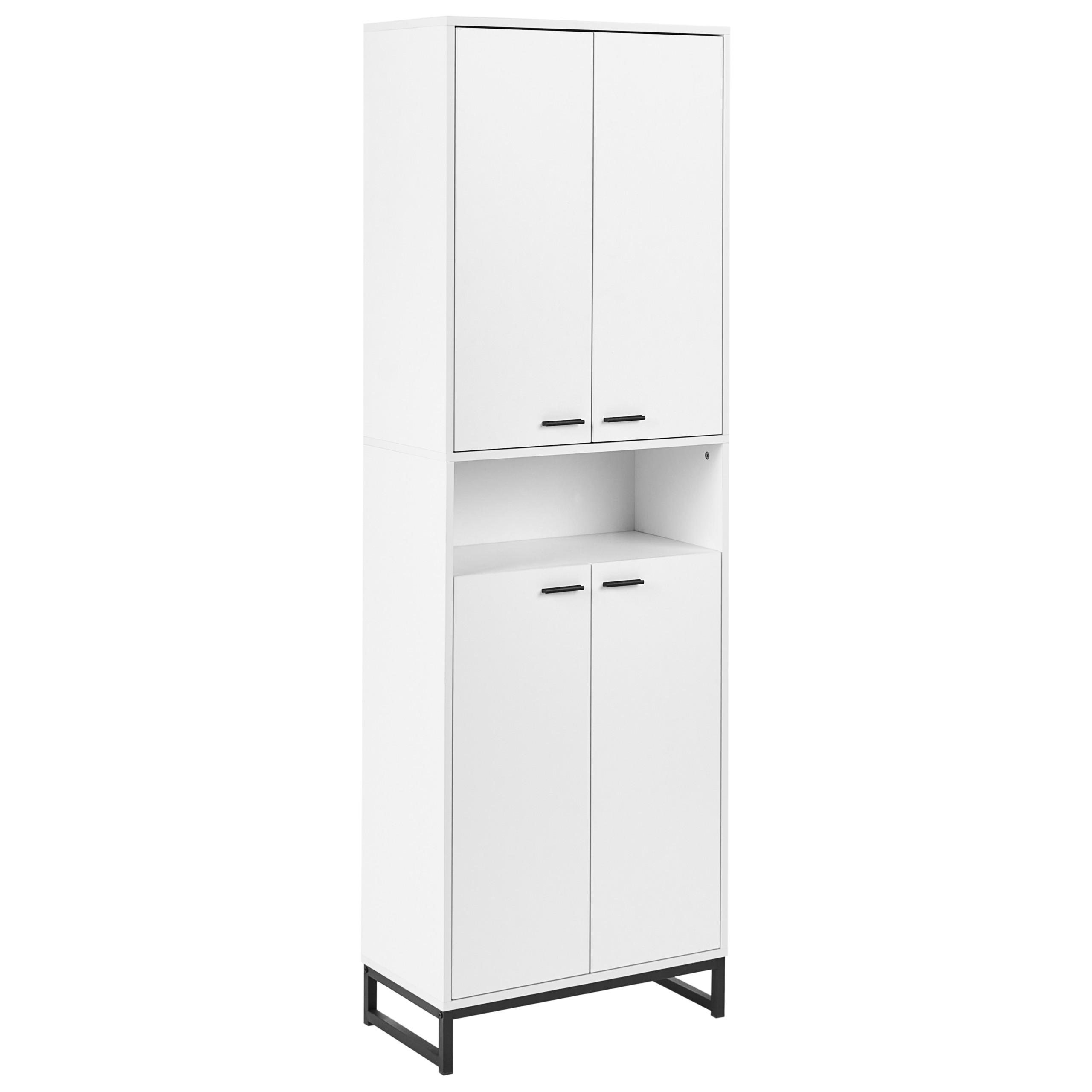 SCHUHSCHRANK Weiß Matane - Schwarz/Weiß, Holzwerkstoff (60/186/33cm) - Beliani