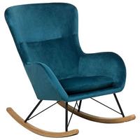 SCHAUKELSESSEL Samtstoff Seeblau Ellan - Blau/Hellbraun, Textil (71/97/90cm) - Beliani