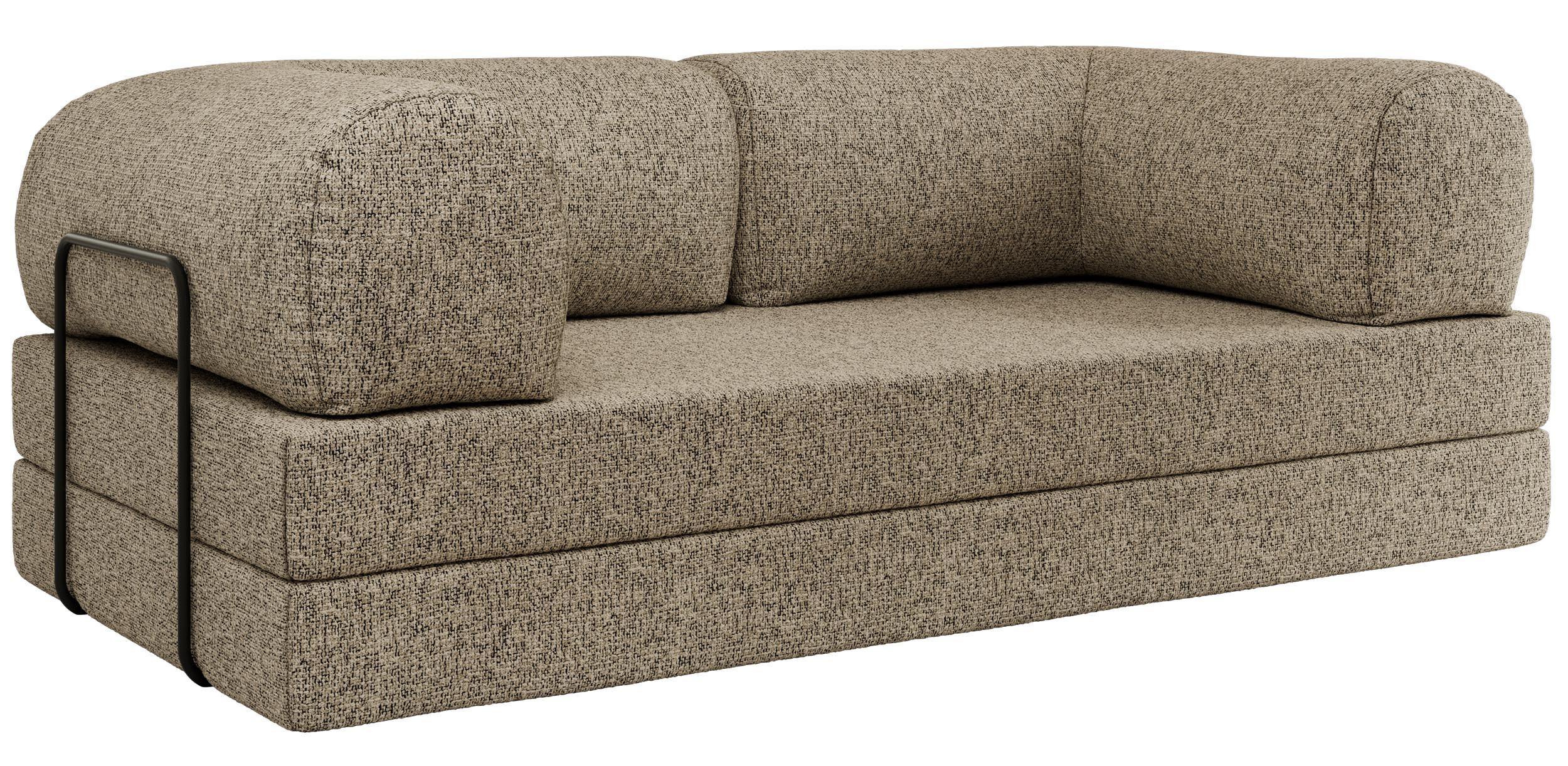 3-SITZER SOFA ORSETTO - Taupe Stukture - Taupe/Schwarz, Textil/Metall (200/70/100cm) - MKS