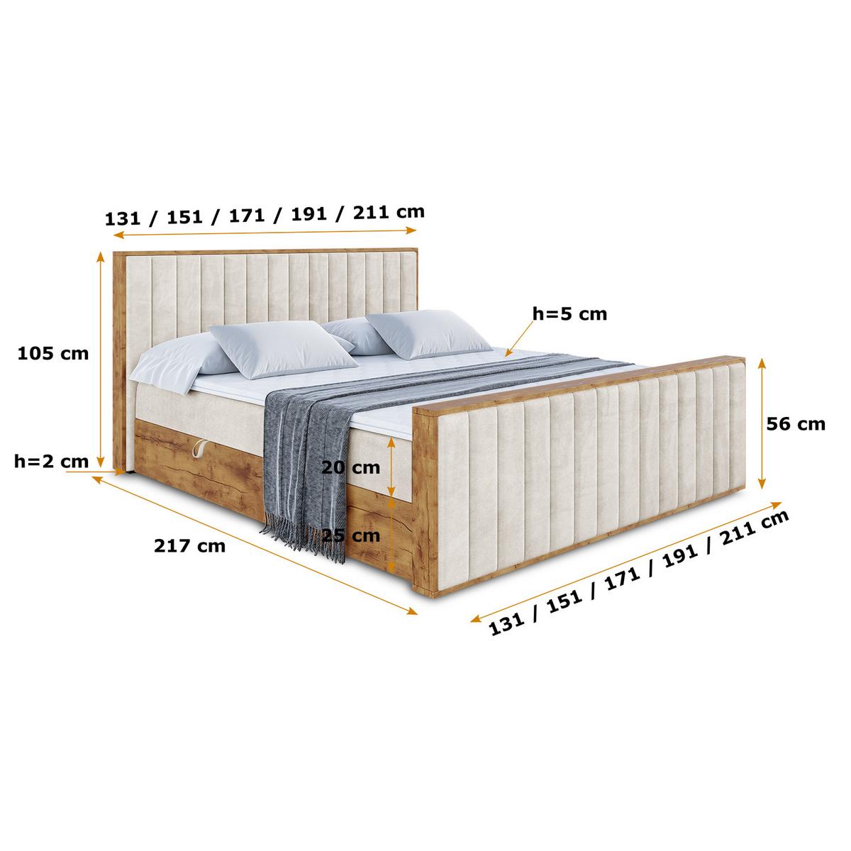 BOXBETT mit Matratze H3 und Lattenrost - LOLLI4-Z - 180x200 - Beige Casablanca - Beige, Holzwerkstoff (180/200cm) - ALTDECOR