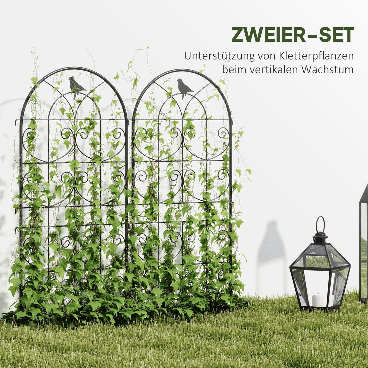 RANKGITTER 2er Set Metall Schwarz - Schwarz, Metall (1.3/120/50cm) - Outsunny