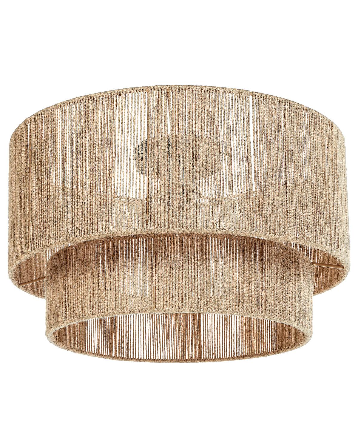 DECKENLEUCHTE Naturfarben Jute Doring - Schwarz/Naturfarben, Textil (45/45/26cm) - Beliani