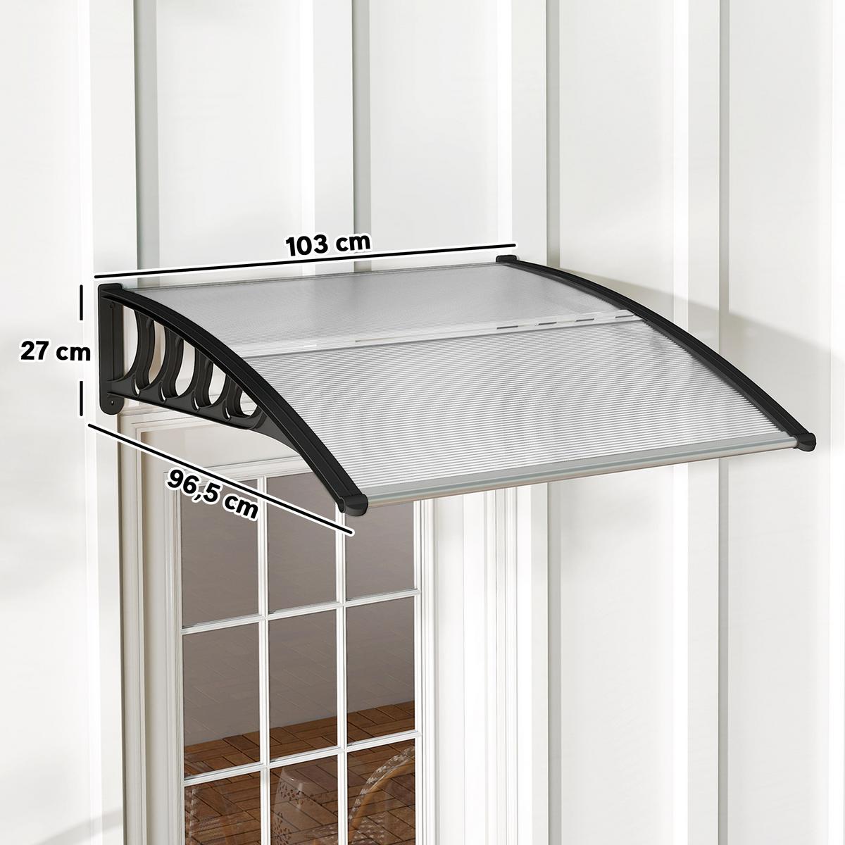 PULTVORDACH, Vordach, Alu, Schwarz - Schwarz, Kunststoff (96.5/27/103cm) - Outsunny