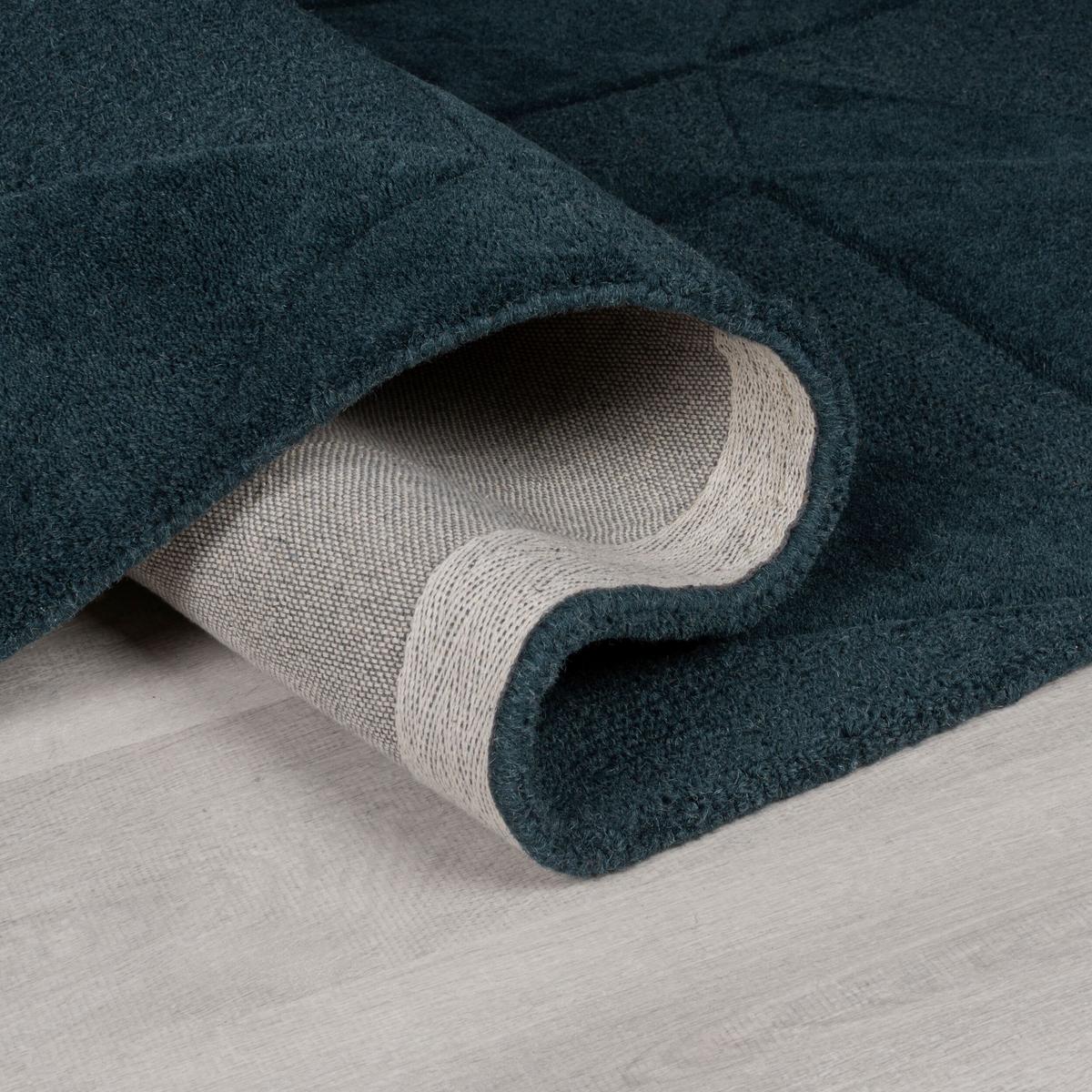 WOLLTEPPICH DEBEN, geometrisch, Petrol, 160 x 230 cm - Blau, Textil (230/160cm) - KADIMA DESIGN