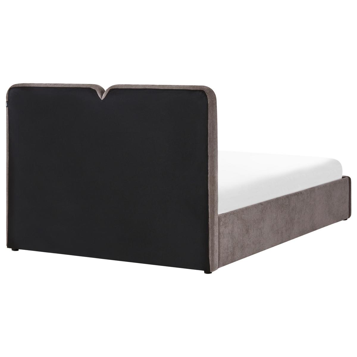 BETT mit Stauraum 140/200 cm Chenillegewebe Taupe Arbois - Taupe, Textil (140/200cm) - Beliani