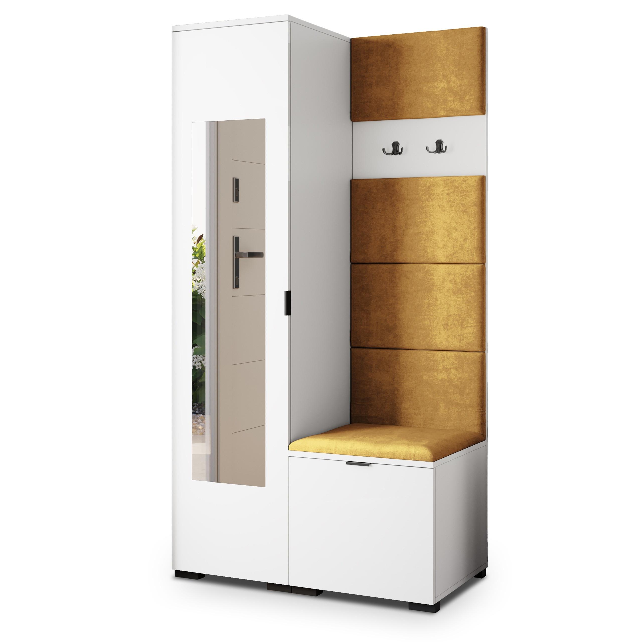 GARDEROBENSCHRANK VIRA 95/181/51 cm Modern Garderobe-Set Weiß - Gelb/Weiß, Holzwerkstoff (95/181/51cm) - MASSENO