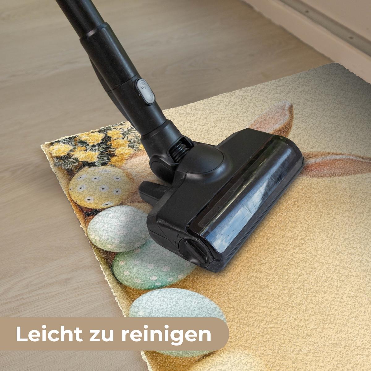 FUSSMATTE Eier - Kaninchen - Pastellfarbtöne Schmutzmatte 90x60 cm - Hellgelb, Kunststoff (60/90cm) - MuchoWow