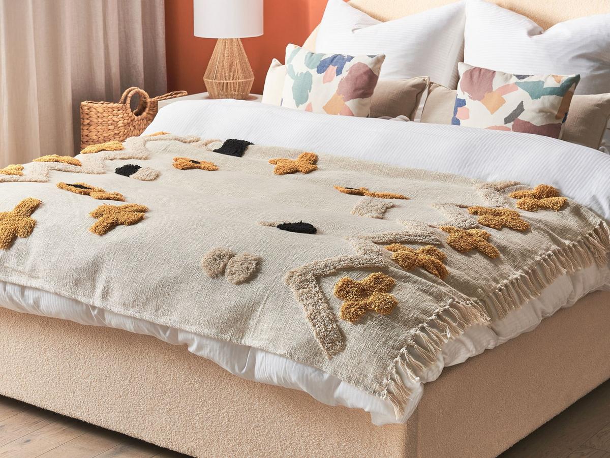 DECKE Helles Beige Adoni 130/180 cm - Beige, Naturmaterialien/Textil (130/180cm) - Beliani