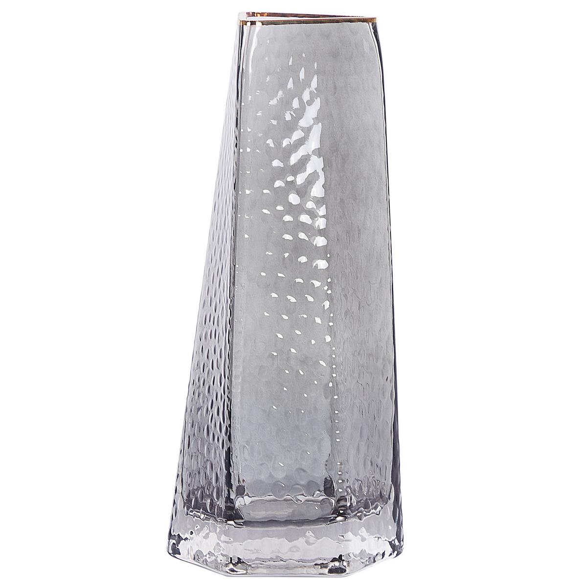 BLUMENVASE Glas grau Lilaia - Grau, Glas (27cm) - Beliani