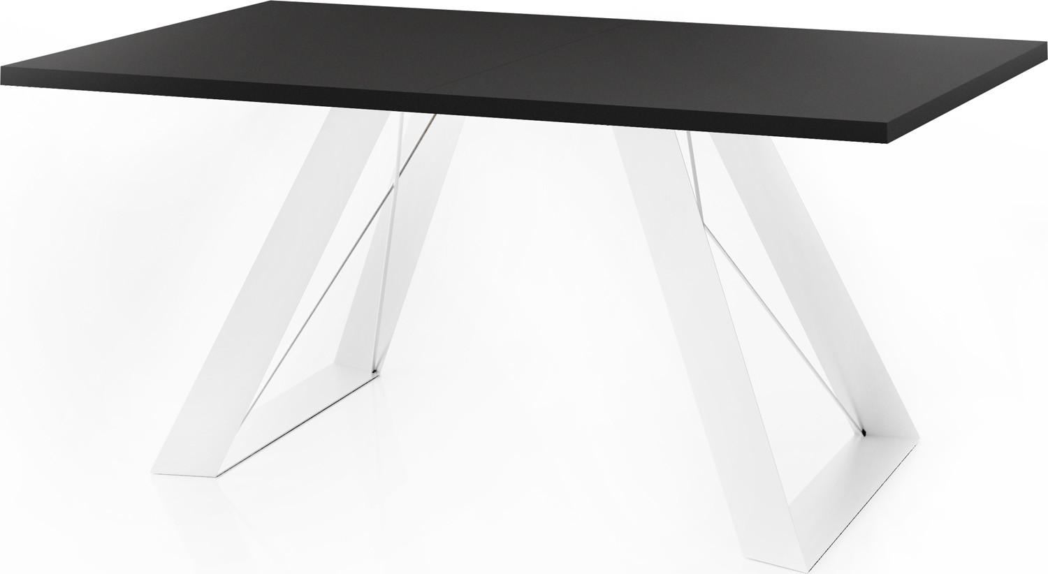 ESSTISCH Colter Weiß rechteckig ausziehbar, Schwarz 160-260/90/76 cm - Schwarz/Weiß, Holzwerkstoff/Metall (90/260/76cm) - WFL GROUP
