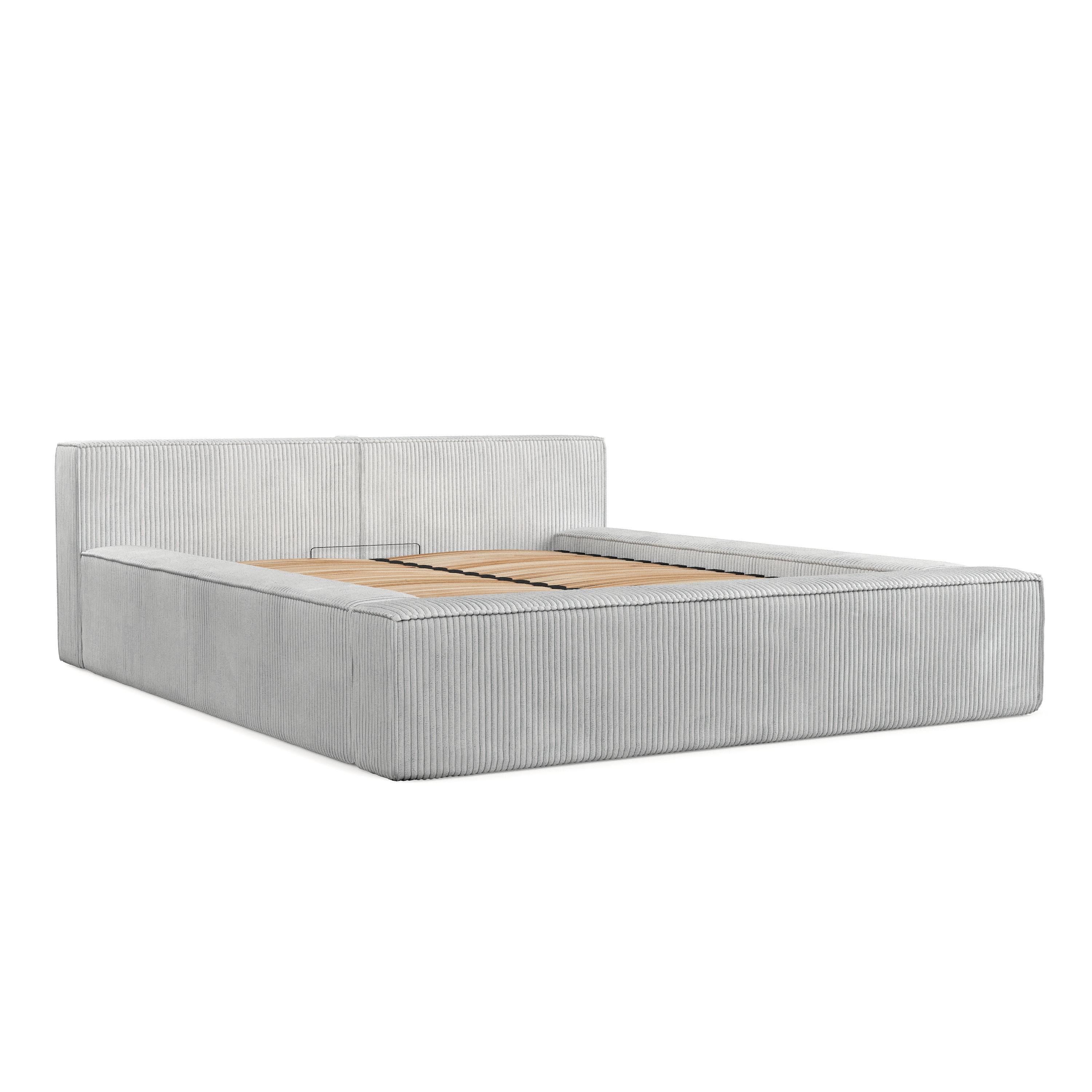 POLSTERBETT Casto mit Stauraum 180/200 cm Hellgrau im Poso Stoff - Hellgrau/Schwarz, Holz/Holzwerkstoff (180/200cm) - AltaBeds