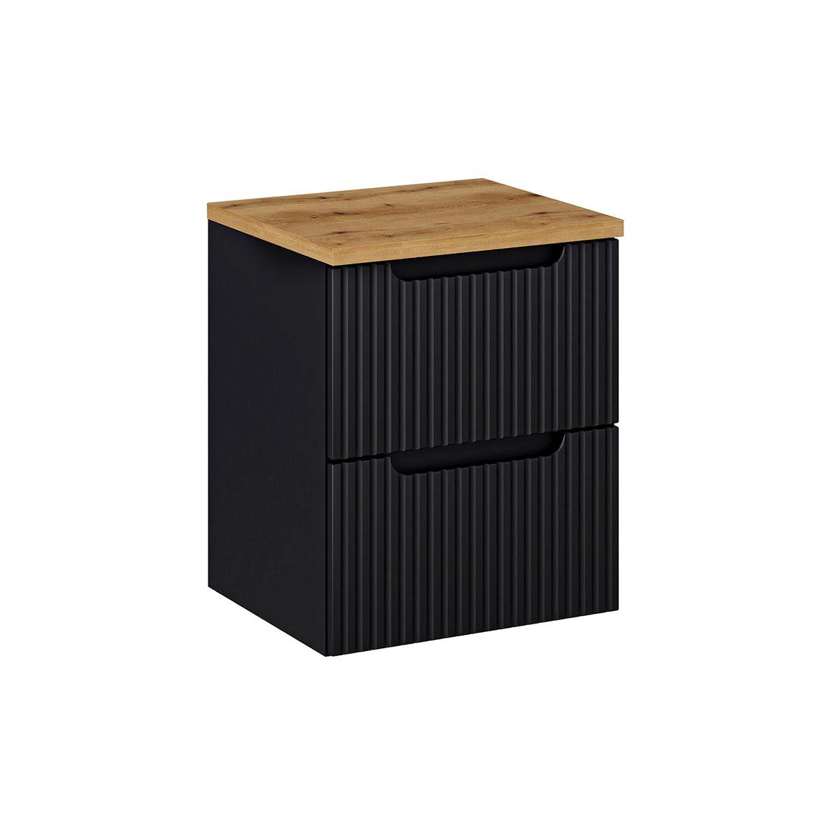 WASCHTISCHUNTERSCHRANK 50.4cm Riva Schwarz und Holz - Schwarz, Holzwerkstoff (50.4/59/40cm) - Petits-meubles