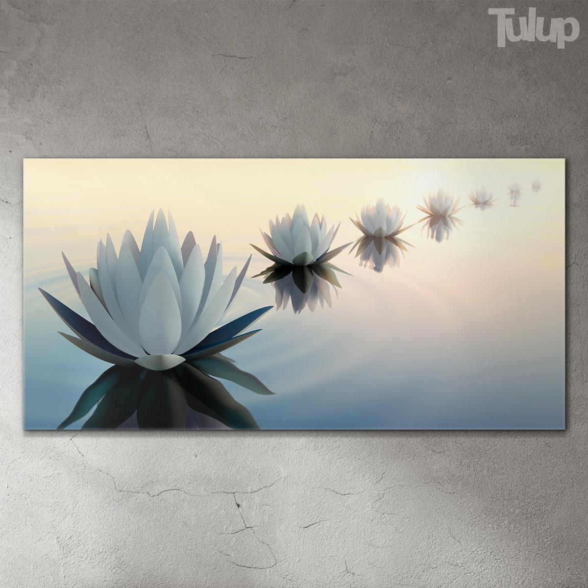 GLASBILD 140x70 cm Lotosblume - Schwarz, Glas (140/70cm) - TULUP