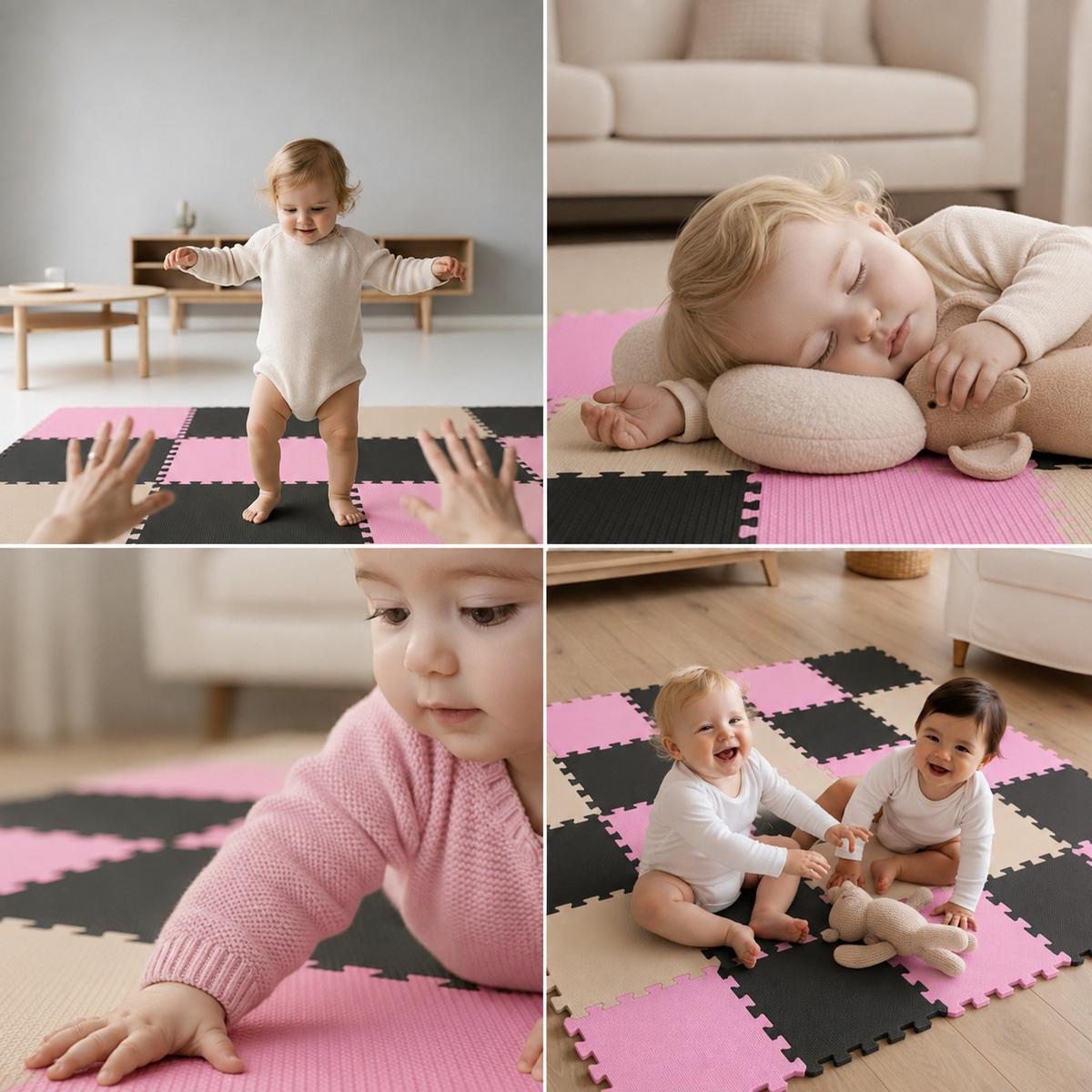 SPIELMATTE ab Null - 270/90 cm Puzzlematte Schwarz - Multicolor, Kunststoff (30/30cm) - Littletom